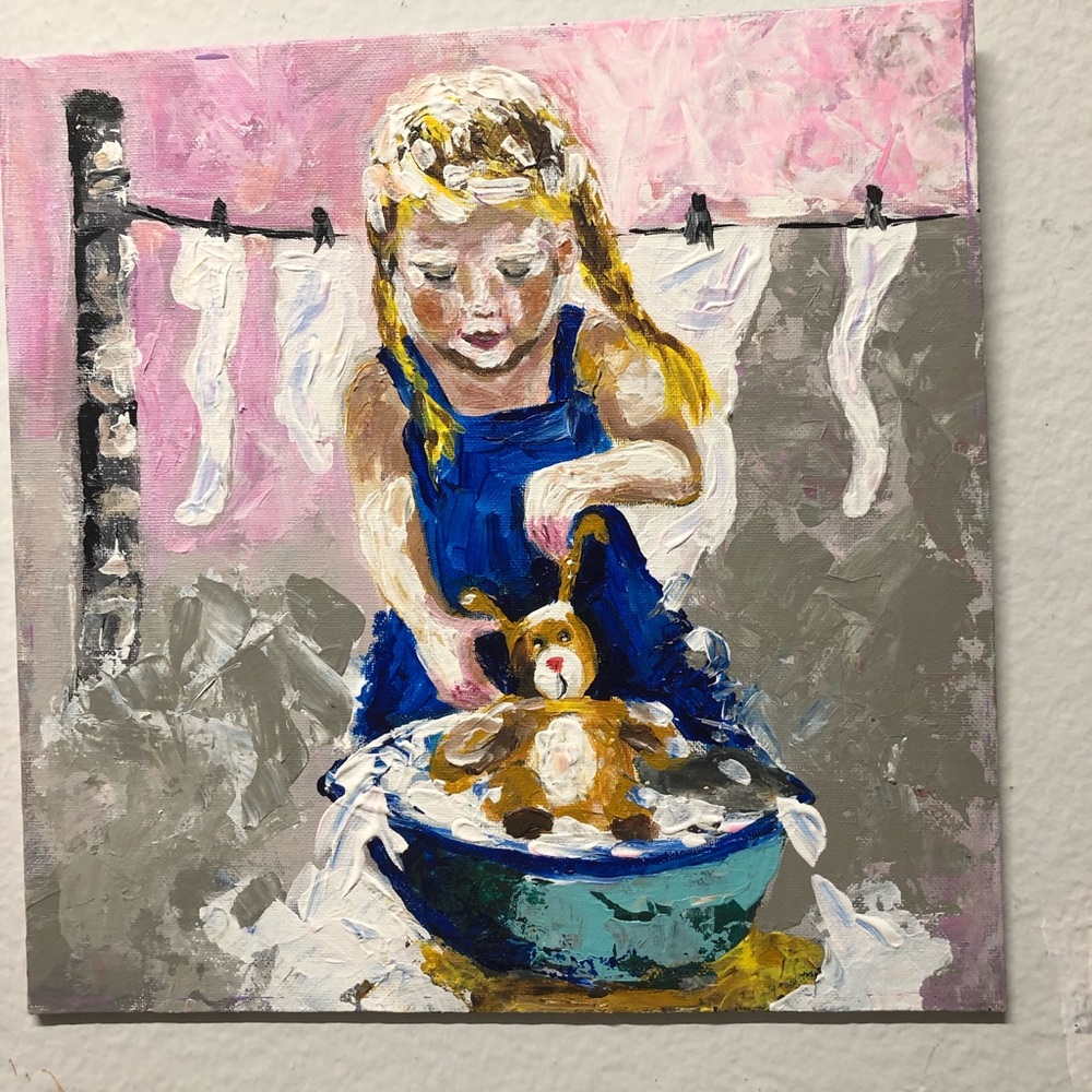 NEW Girl Acrylic Painting by me Size 12x12 inches